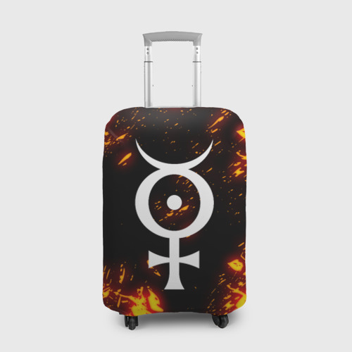 Чехол для чемодана 3D Marilyn Manson логотип на брызгах, цвет 3D печать