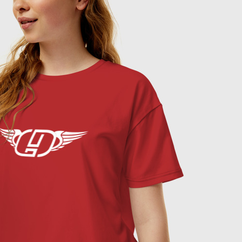 Женская футболка хлопок Oversize Oomph!, цвет красный - фото 3