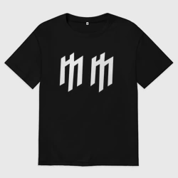 Женская футболка хлопок Oversize Мэрилин Мэнсон белый логотип