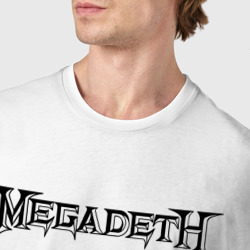 Футболка с принтом Megadeth Мегадеф для женщины, вид на модели спереди №4. Цвет основы: белый