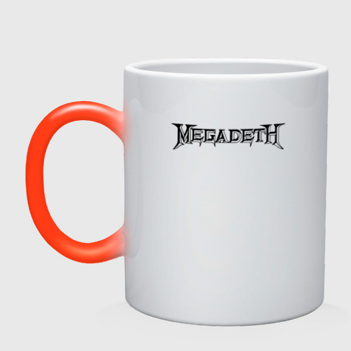 Кружка хамелеон Megadeth Мегадеф, цвет белый + красный