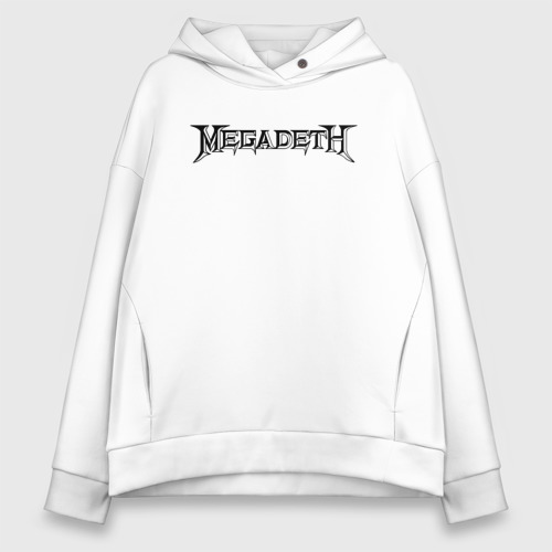 Женское худи Oversize хлопок Megadeth Мегадеф, цвет белый