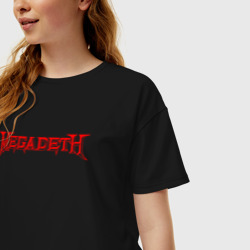 Женская футболка хлопок Oversize Megadeth красное лого - фото 2