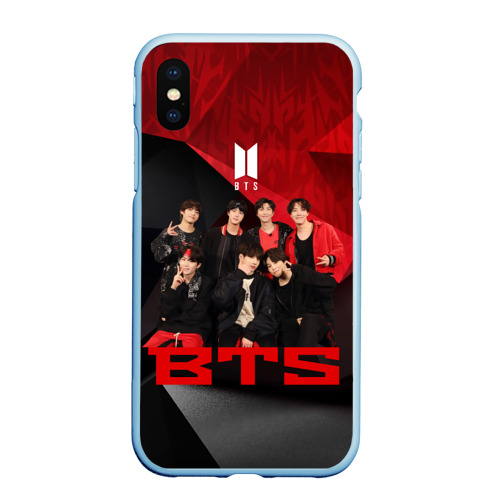 Чехол для iPhone XS Max матовый BTS, цвет голубой