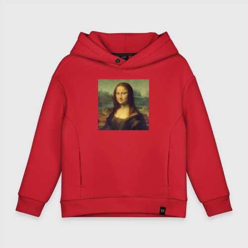 Детское худи Oversize хлопок Mona Lisa pixels, цвет красный