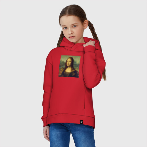 Детское худи Oversize хлопок Mona Lisa pixels, цвет красный - фото 3