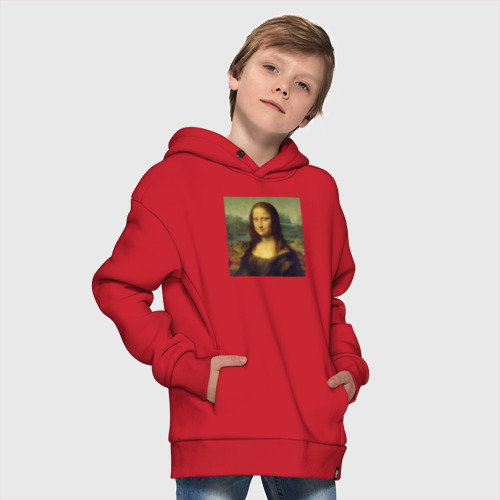 Детское худи Oversize хлопок Mona Lisa pixels, цвет красный - фото 9