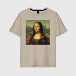 Женская футболка хлопок Oversize Mona Lisa pixels