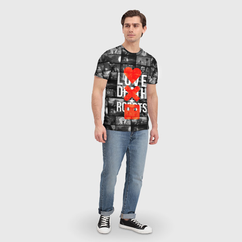 Мужская футболка 3D с принтом LOVE DEATH ROBOTS (LDR), вид сбоку #3