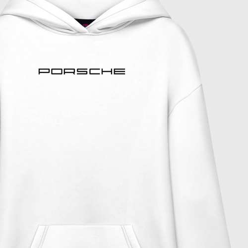 Худи SuperOversize хлопок Porsche black logo, цвет белый - фото 3