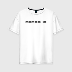 Женская футболка хлопок Oversize Porsche black logo