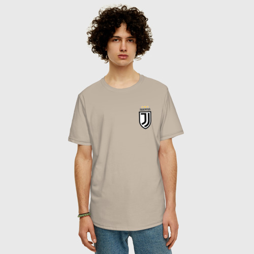 Мужская футболка хлопок Oversize Juventus mini, цвет миндальный - фото 3