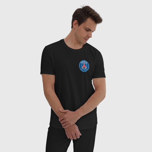 Мужская пижама хлопок Paris Saint-Germain Football, цвет черный - фото 3