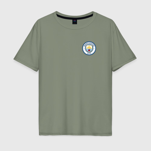 Мужская футболка хлопок Oversize с принтом Манчестер Сити мини логотип, вид спереди #2