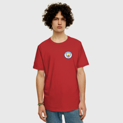 Мужская футболка хлопок Oversize Манчестер Сити мини логотип - фото 2