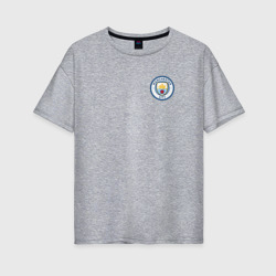 Женская футболка хлопок Oversize Манчестер Сити мини логотип