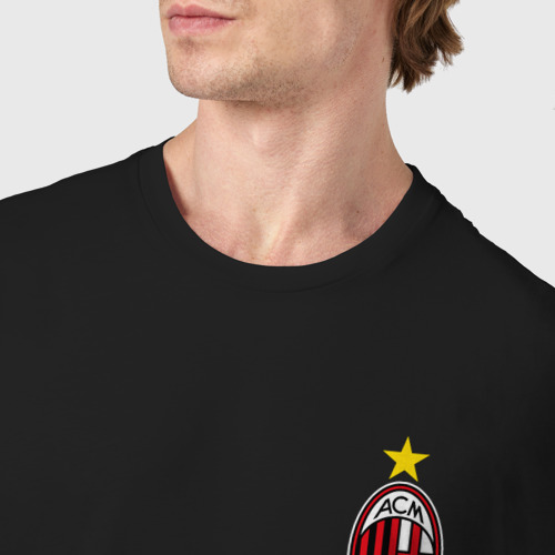 Мужская футболка хлопок AC Milan emblem, цвет черный - фото 6