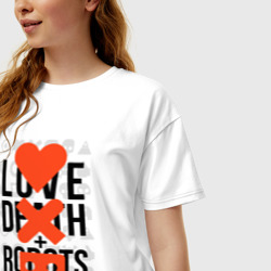 Женская футболка хлопок Oversize Love death robots LDR - фото 2