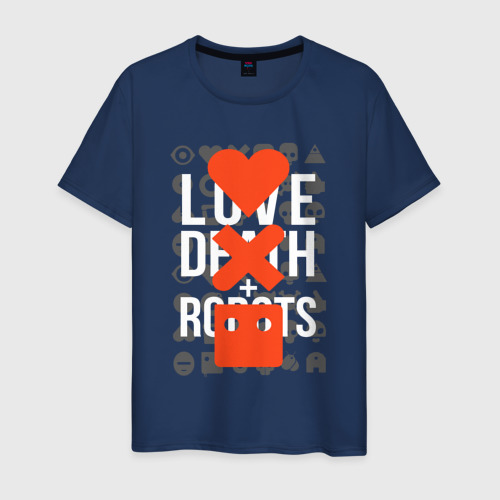 Мужская футболка из хлопка с принтом Love death robots LDR, вид спереди №1