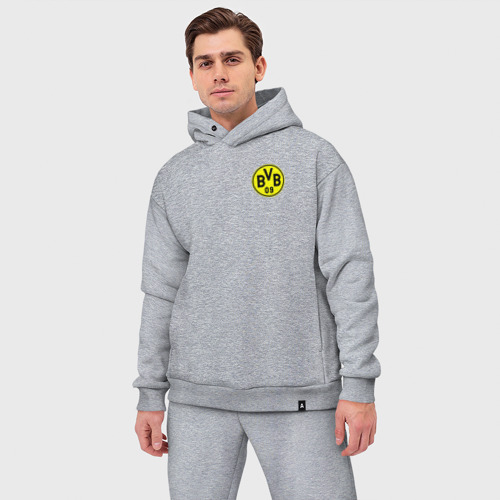 Мужской костюм oversize хлопок Borussia mini logo, цвет меланж - фото 3