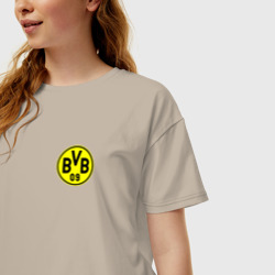 Женская футболка хлопок Oversize Borussia mini logo - фото 2