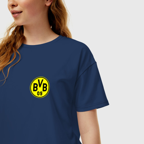 Женская футболка хлопок Oversize Borussia mini logo, цвет темно-синий - фото 3