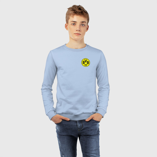 Детский свитшот хлопок Borussia mini logo, цвет мягкое небо - фото 7