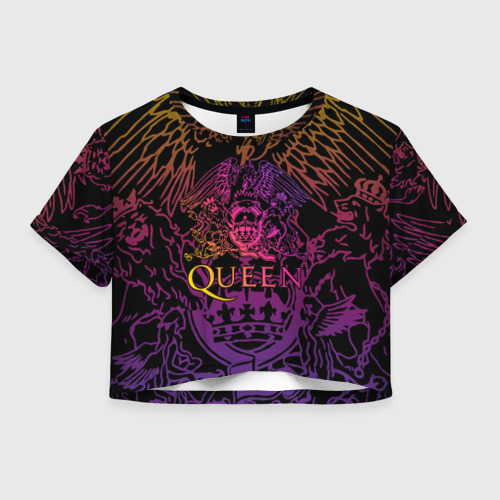 Женская футболка Crop-top 3D Queen gradient emblem, цвет 3D печать