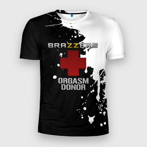 Мужская футболка 3D Slim Brazzers orgasm donor, цвет 3D печать