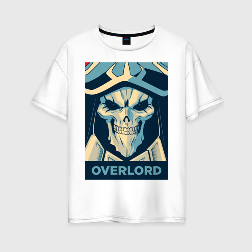 Женская футболка из хлопка оверсайз с принтом Obey the overlord, вид спереди №1