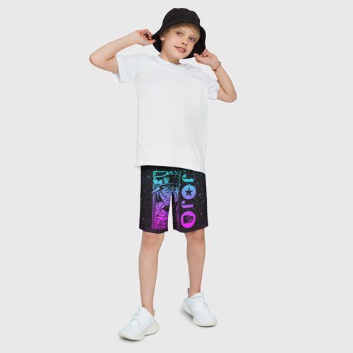 Детские спортивные шорты 3D Star Platina на черном брызги, цвет 3D печать - фото 3