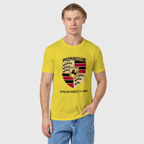 Мужская футболка хлопок Porsche Порше, цвет желтый - фото 3