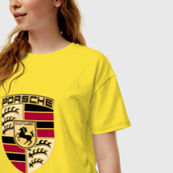 Женская футболка хлопок Oversize Porsche Порше - фото 2