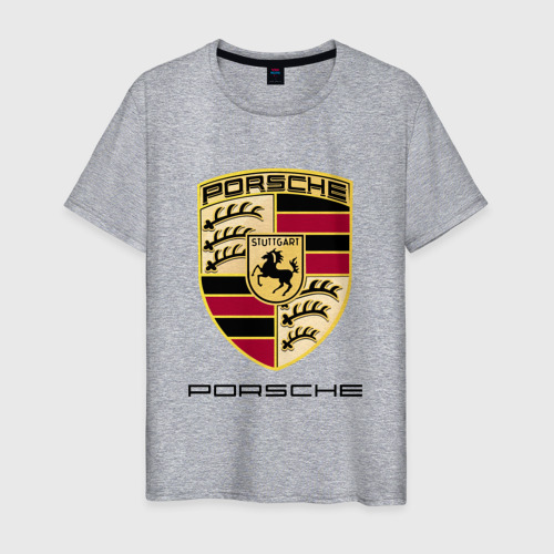 Мужская футболка хлопок Porsche Порше, цвет меланж