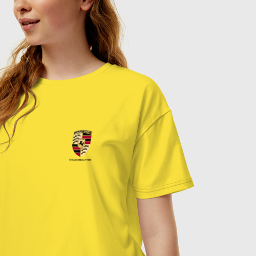 Женская футболка хлопок Oversize Porsche, цвет желтый - фото 3