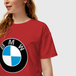 Женская футболка хлопок Oversize BMW - фото 2