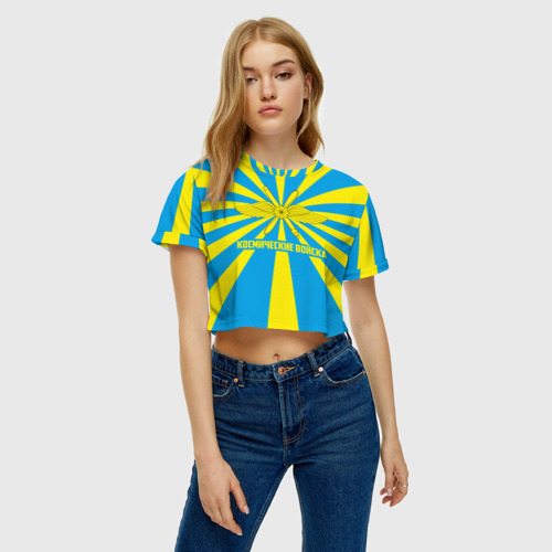 Женская футболка Crop-top 3D Космические войска, цвет 3D печать - фото 3