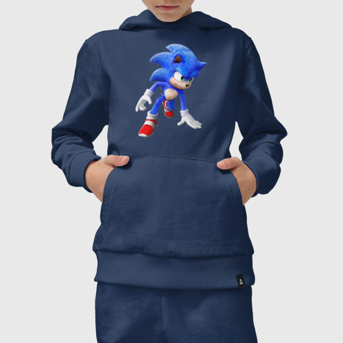 Детский костюм с толстовкой хлопок Sonic, цвет темно-синий - фото 5