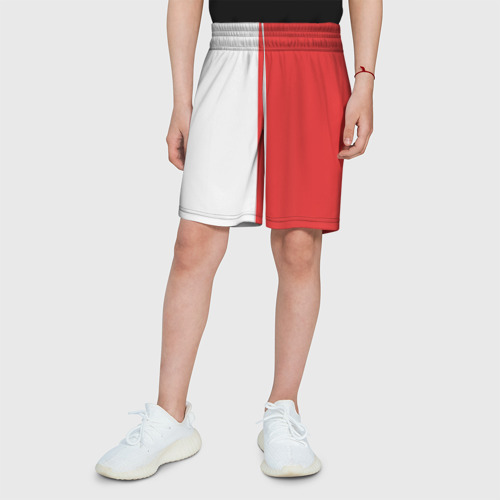 Детские спортивные шорты 3D Красно-белая форма, цвет 3D печать - фото 4