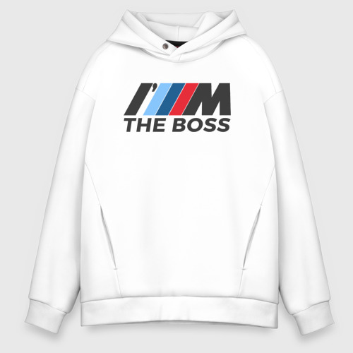 Мужское худи Oversize хлопок BMW the boss, цвет белый