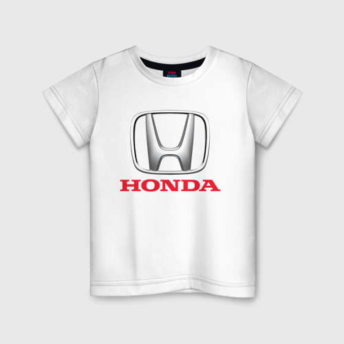 Детская футболка из хлопка с принтом Honda, вид спереди №1