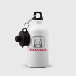 Бутылка с принтом Honda для ребенка, вид на модели спереди №2. Цвет основы: белый