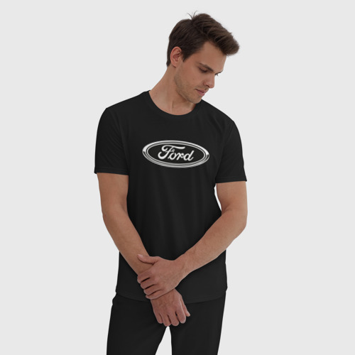 Мужская пижама хлопок Ford Форд, цвет черный - фото 3