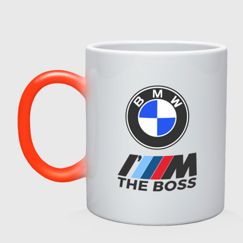 Кружка хамелеон BMW boss БМВ босс, цвет белый + красный