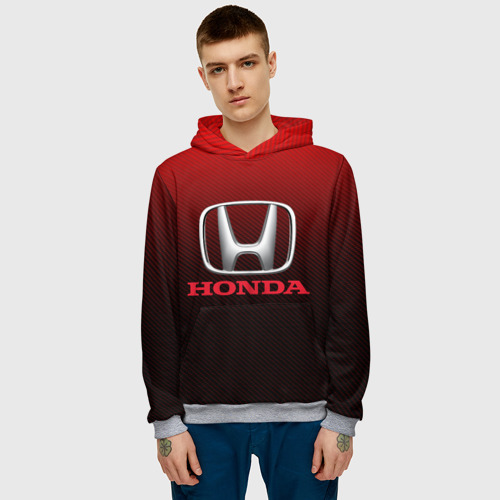 Мужская толстовка 3D Honda big logo, цвет меланж - фото 3