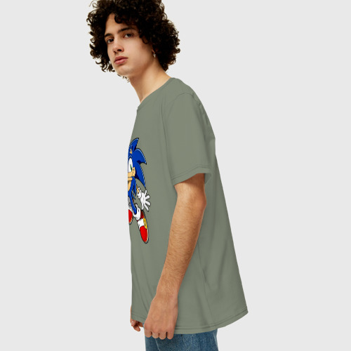 Мужская футболка хлопок Oversize с принтом Sonic, вид сбоку #3