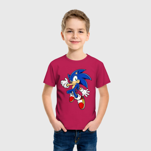 Детская футболка хлопок Sonic, цвет маджента - фото 3