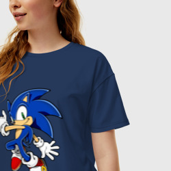 Женская футболка хлопок Oversize Sonic - фото 2