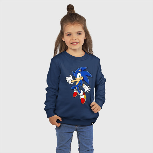 Детский свитшот хлопок с принтом Sonic, фото на моделе #1