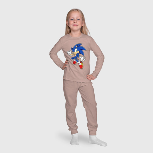 Детская пижама с лонгсливом хлопок Sonic, цвет пыльно-розовый - фото 7